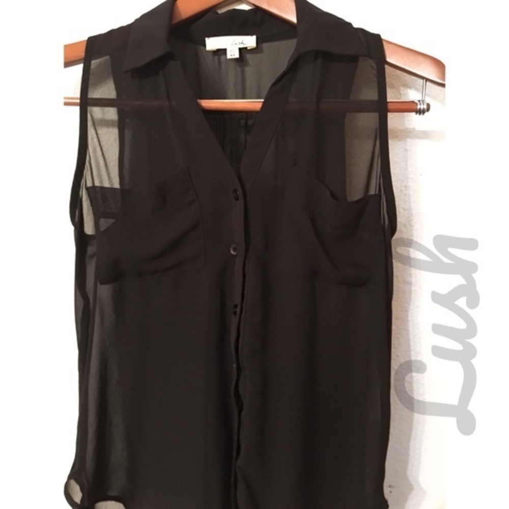 Lush black semi sheer high/low top nwot